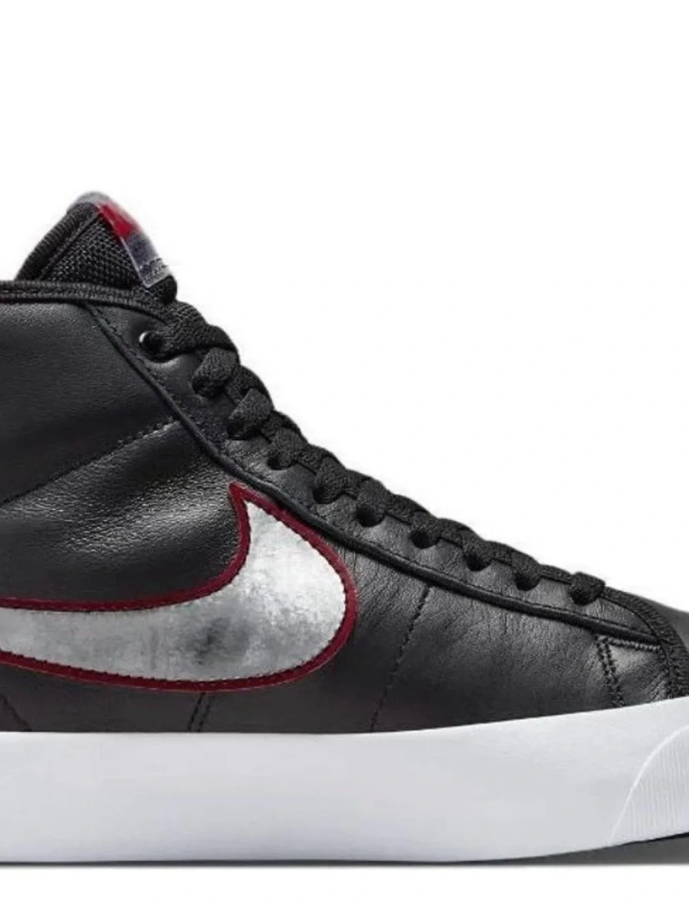 Nike Black High-Top Sneakers with Silver Swoosh and Maroon Trim